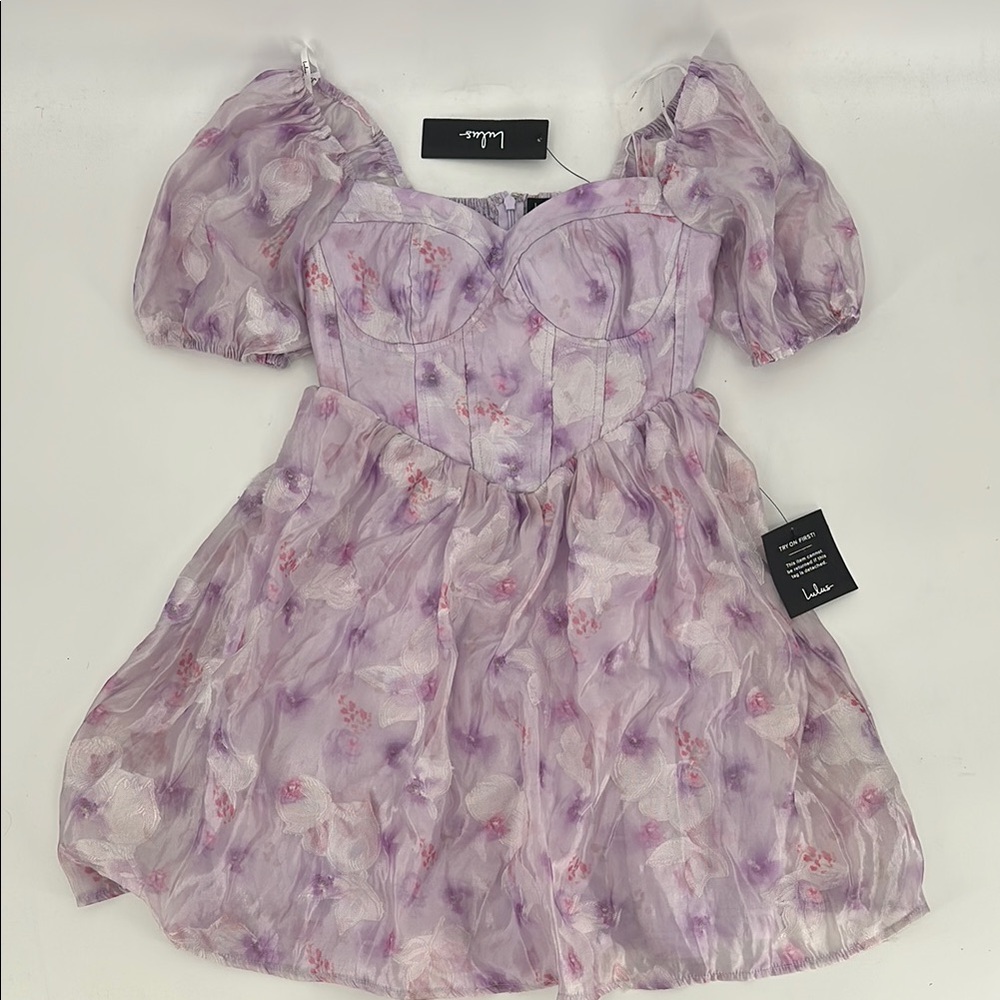 NWT Lulu’s Darling Behavior Lavender floral dress size XS
